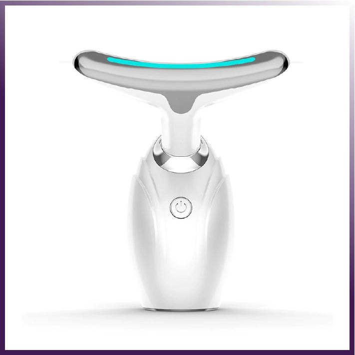 Neck & Face Lifting LED Therapy Device | Anti-Aging Double Chin Reducer with Vibration & 3 Color Light Modes
