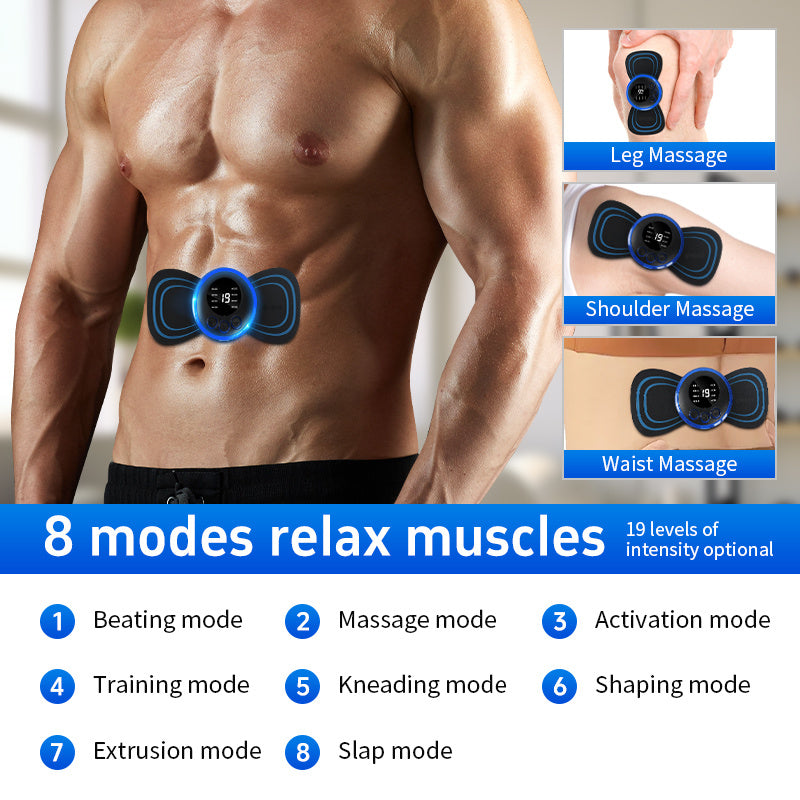 Mini EMS Muscle Stimulator | Portable 5-Pad Pulse Therapy for Neck, Back, Shoulder & Leg Relief