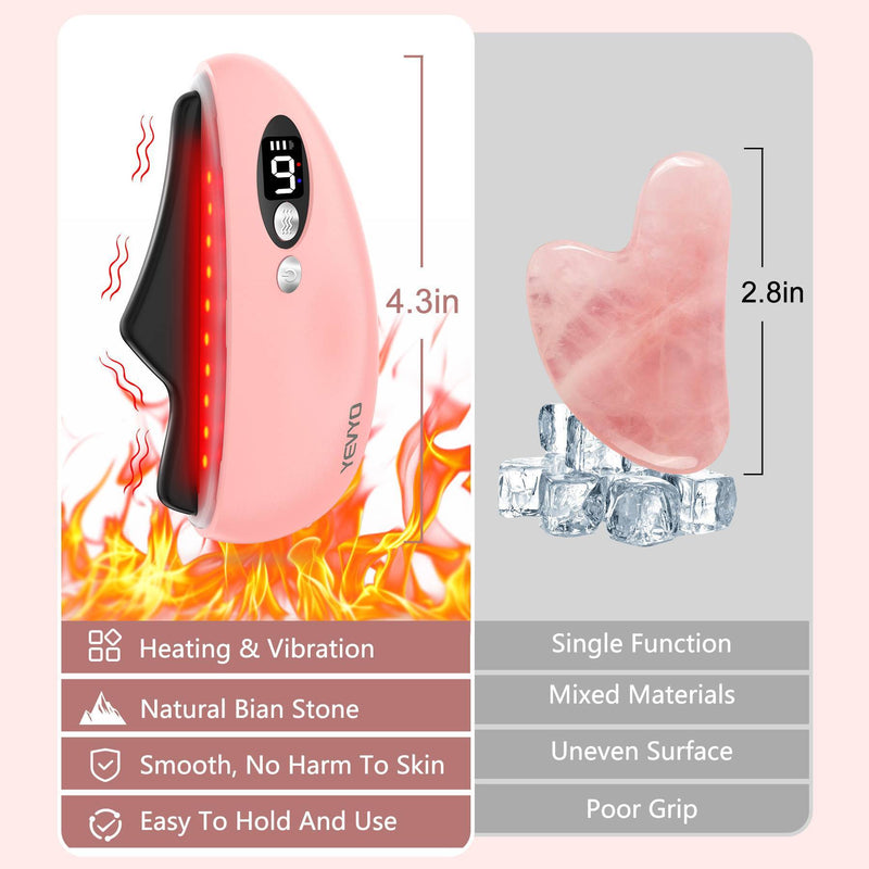 Electric Gua Sha Facial Tool | Black Obsidian Heated & Vibrating Stone for Face & Skin Rejuvenation