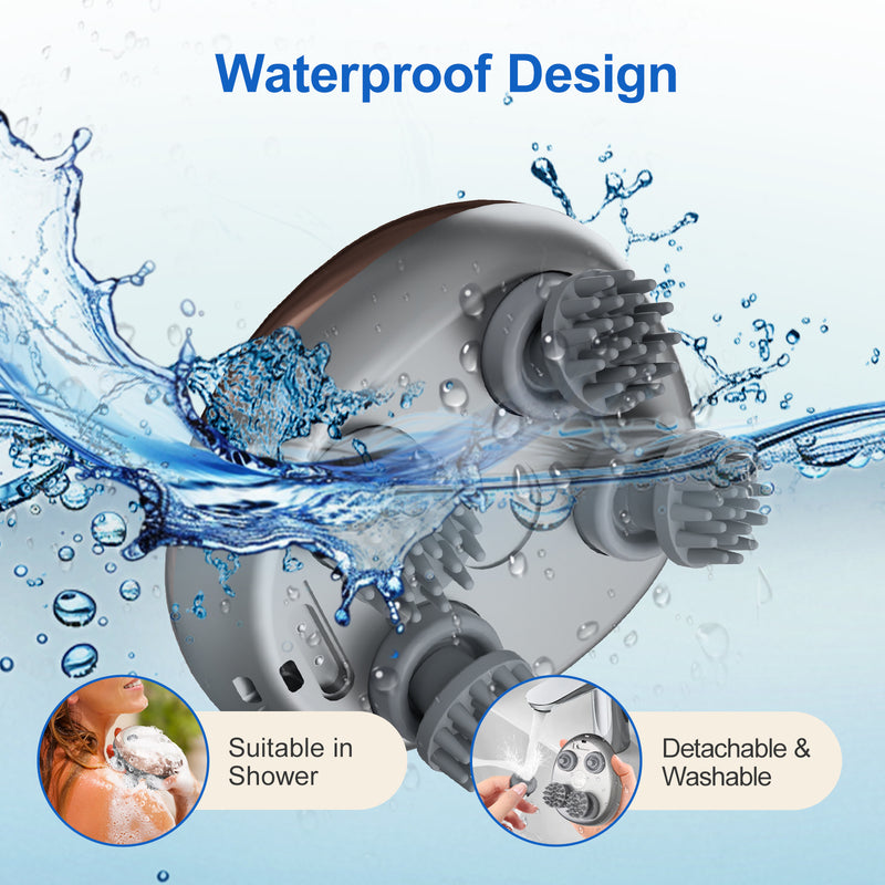 3D Smart Scalp Massager | Rechargeable Hair Relaxation Tool with 6 Silicone Nodes & 3 Modes
