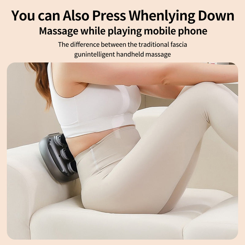 Handheld Deep Tissue Massage Gun | 6-Head Percussion Massager with Dual Heating Modes & Adjustable Intensity