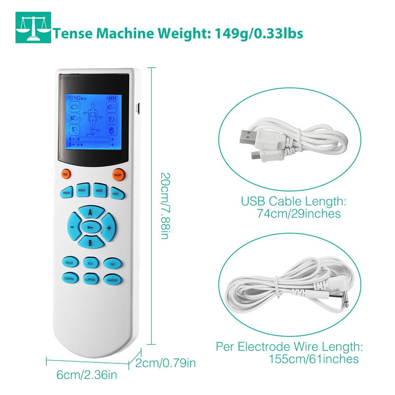 TENS Unit Impulse Massager | 10 Modes Pain Relief with 4 Outputs & 8 Pads