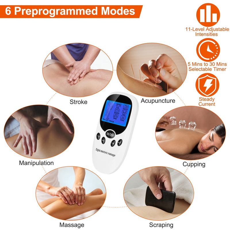 Electric Muscle Stimulator | Dual Channel TENS Device with 8 Pads