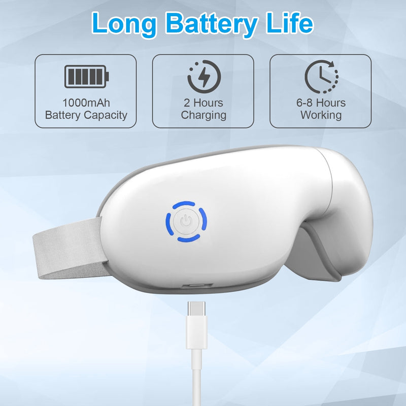 Rechargeable Eye Massager | Heat, Air Pressure & Vibration Therapy with Music Mode