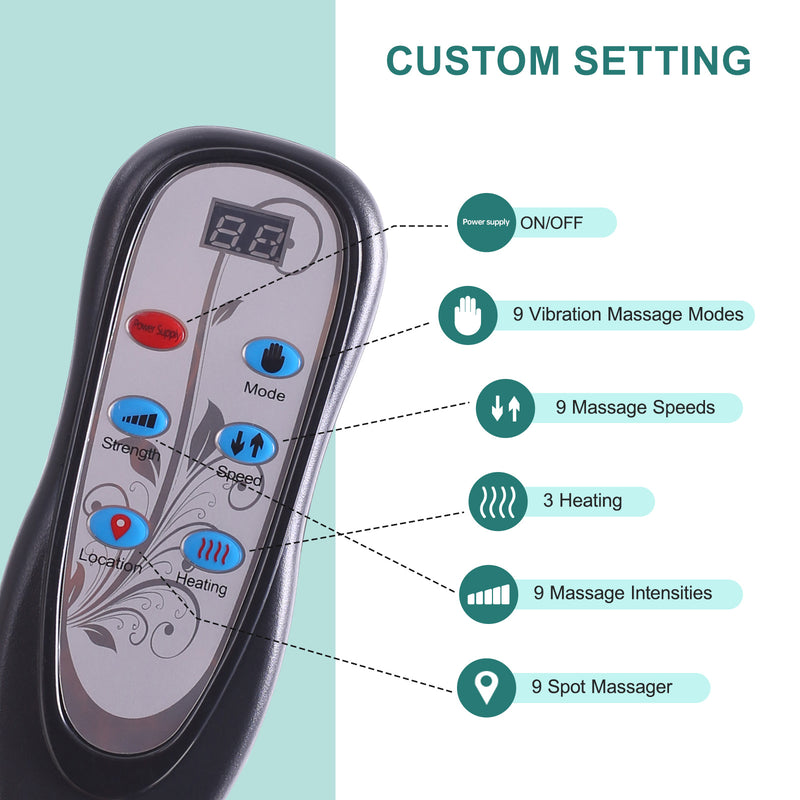 Neck & Back Massage Cushion | 9 Modes, Heating Therapy, Adjustable Intensity & Timer (Home & Office)
