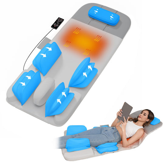 Detachable Smart Massage Mattress | Full Body Heat Therapy with Lumbar Support, Stretch Modes & Portable Folding Design.