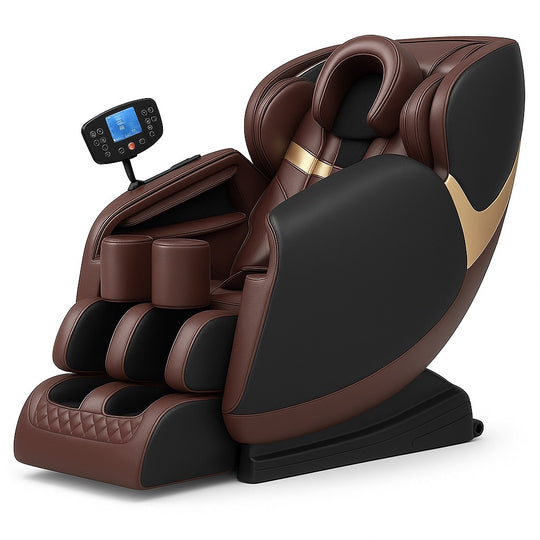 8D Zero Gravity Full Body Massage Chair – Luxury Electric Shiatsu Recliner (Brown).
