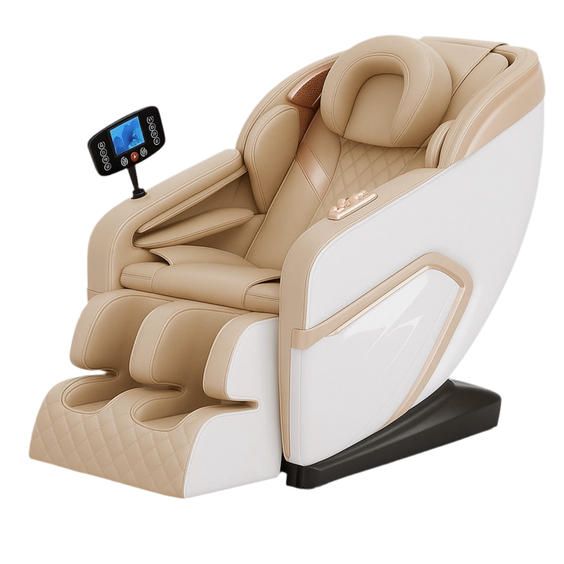 8D Zero Gravity Full Body Massage Chair – Luxury Electric Shiatsu Recliner (White Cream)