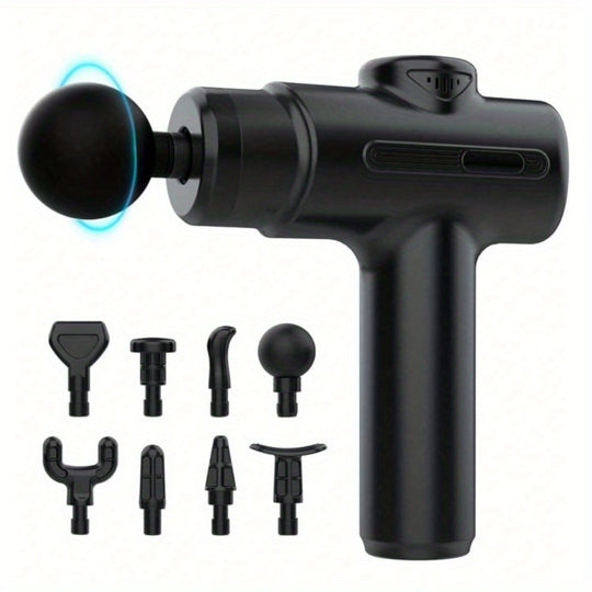Deep Tissue Massage Gun | Handheld Percussion Massager with 8 Heads for Athletes & Muscle Recovery.