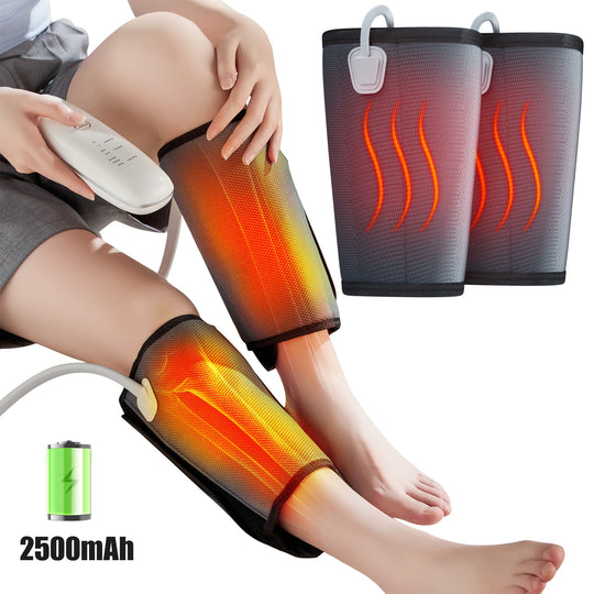 Intelligent Leg Massager | 3-Level Air Compression & Heat Therapy with Adjustable Fit.