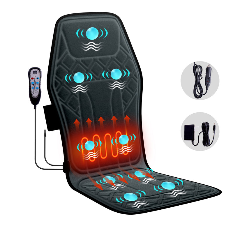 Neck & Back Massage Cushion | 9 Modes, Heating Therapy, Adjustable Intensity & Timer (Home & Office)