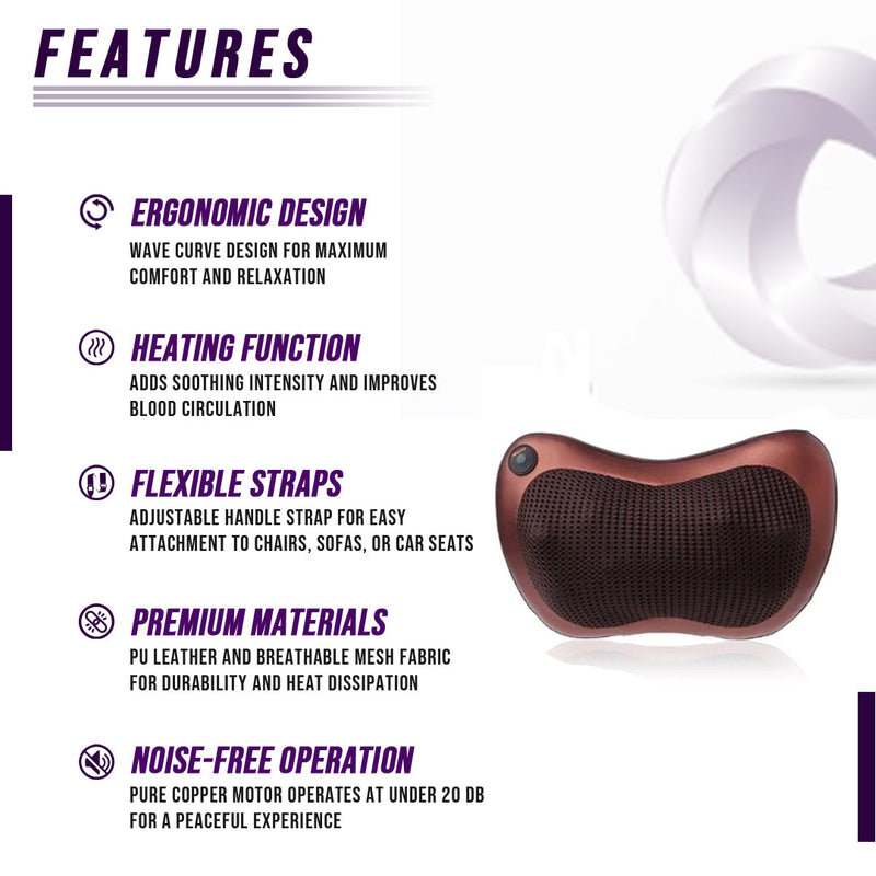 Back & Neck Shiatsu Massage Pillow | Heat & Deep Tissue Kneading