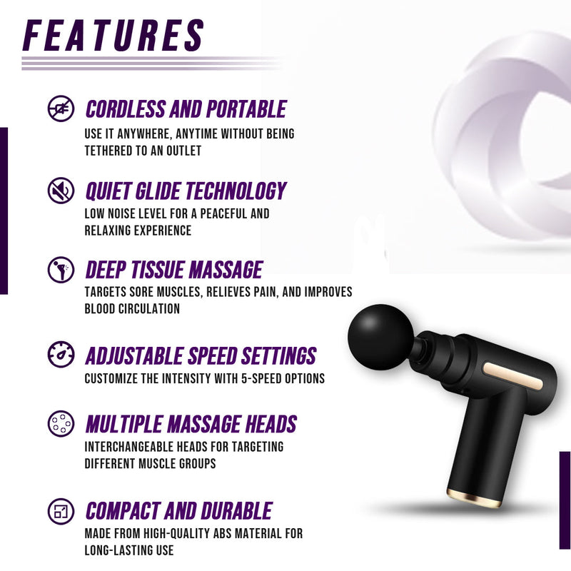 Muscle Massage Gun | Cordless Deep Tissue Percussion Massager with Quiet Glide Technology & Long Battery Life