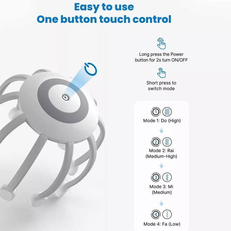 Portable Octopus Electric Head Massager – 10 Claws | 4 Vibration Modes | Scalp Stress & Fatigue Relief