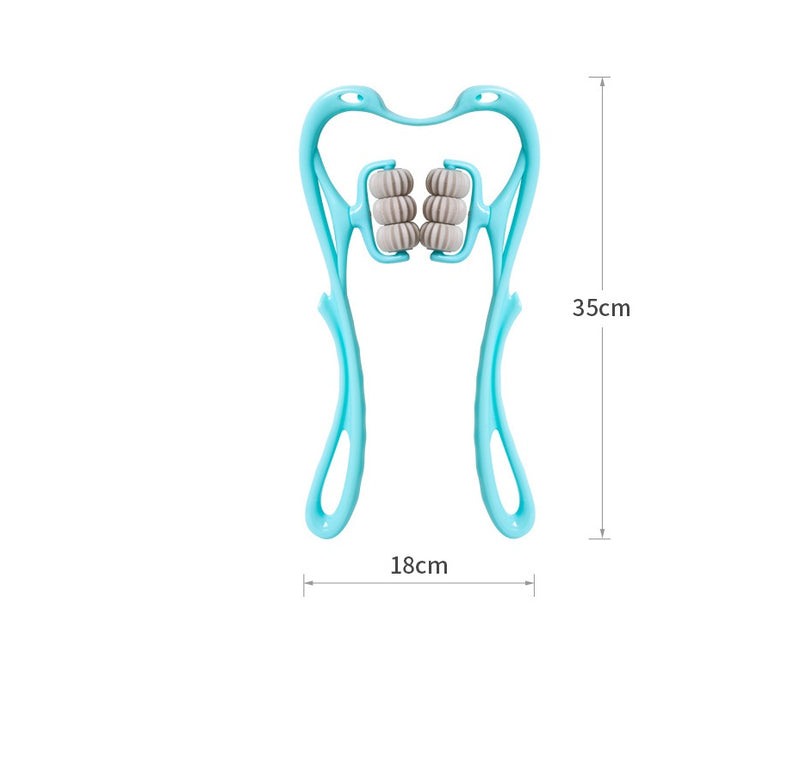 6-Wheel Manual Neck Massager | Deep Tissue Roller with Jade Scraping Board for Neck, Back & Full Body Relief