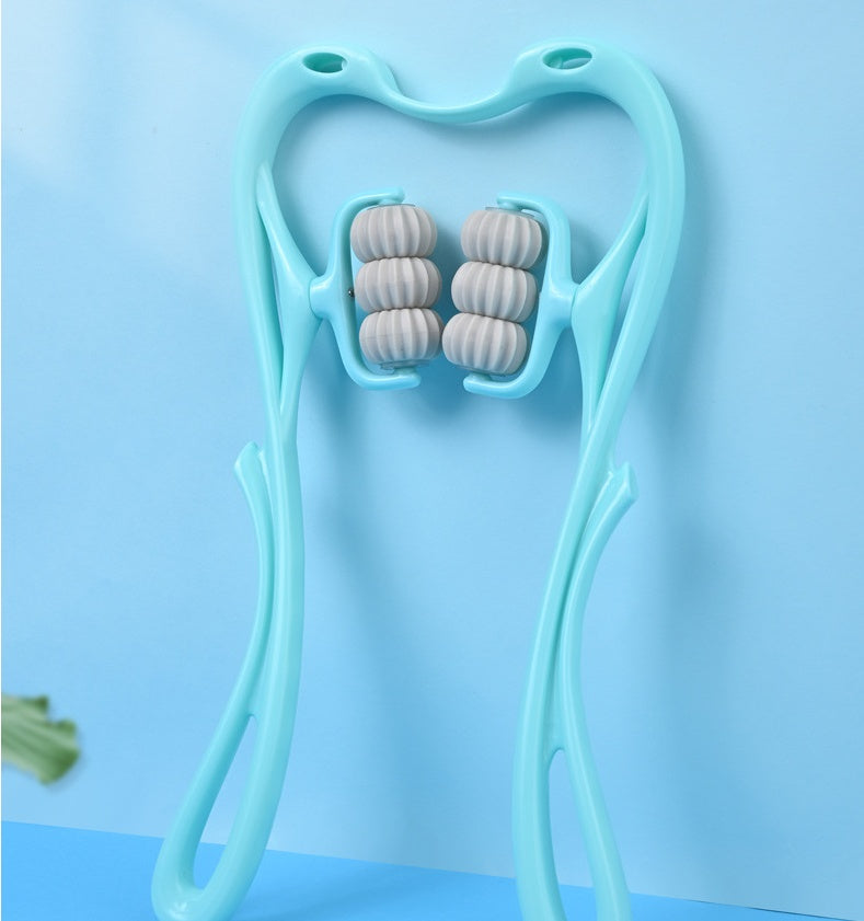6-Wheel Manual Neck Massager | Deep Tissue Roller with Jade Scraping Board for Neck, Back & Full Body Relief