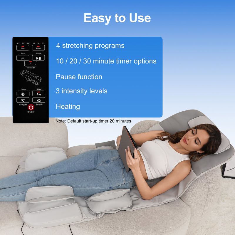 Detachable Smart Massage Mattress | Full Body Heat Therapy with Lumbar Support, Stretch Modes & Portable Folding Design