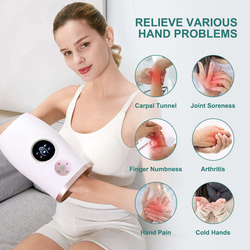 3-Speed Hand Massager | Heat Therapy, Air Compression & 30-Min Timer – Portable & Relaxing