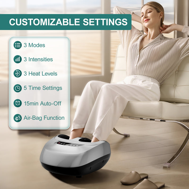 Multifunctional Foot Massager | Heated Shiatsu with Air Compression & Automatic Timer