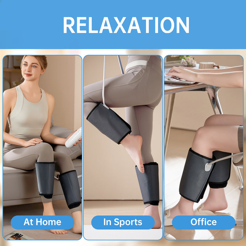 Intelligent Leg Massager | 3-Level Air Compression & Heat Therapy with Adjustable Fit
