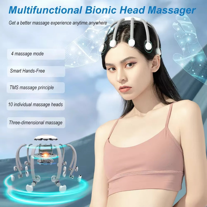 Portable Octopus Electric Head Massager – 10 Claws | 4 Vibration Modes | Scalp Stress & Fatigue Relief