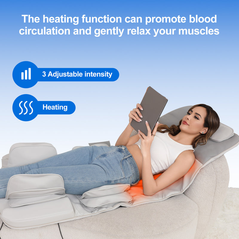 Detachable Smart Massage Mattress | Full Body Heat Therapy with Lumbar Support, Stretch Modes & Portable Folding Design