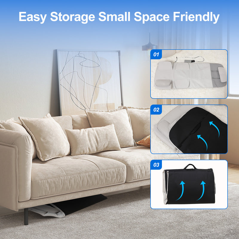 Detachable Smart Massage Mattress | Full Body Heat Therapy with Lumbar Support, Stretch Modes & Portable Folding Design