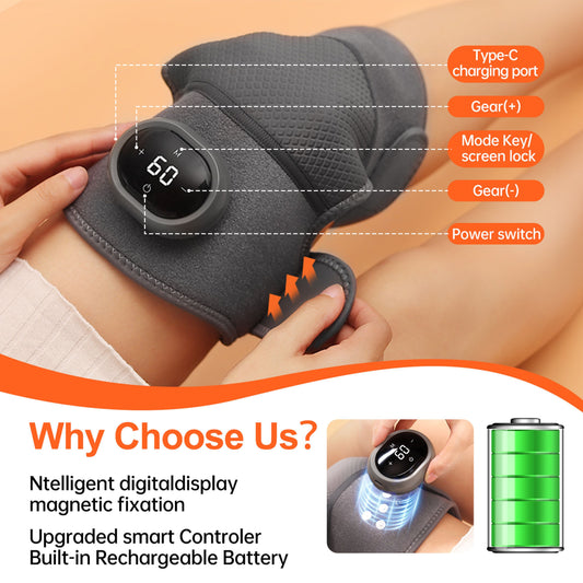 Rechargeable Knee Massager | Smart Relief Pad for Joint Pain & Recovery.