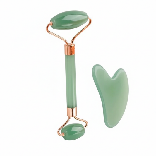 2-in-1 Jade Roller & Gua Sha Board | Facial Massage Tool for Skincare, Anti-Wrinkle & Puffiness Relief.