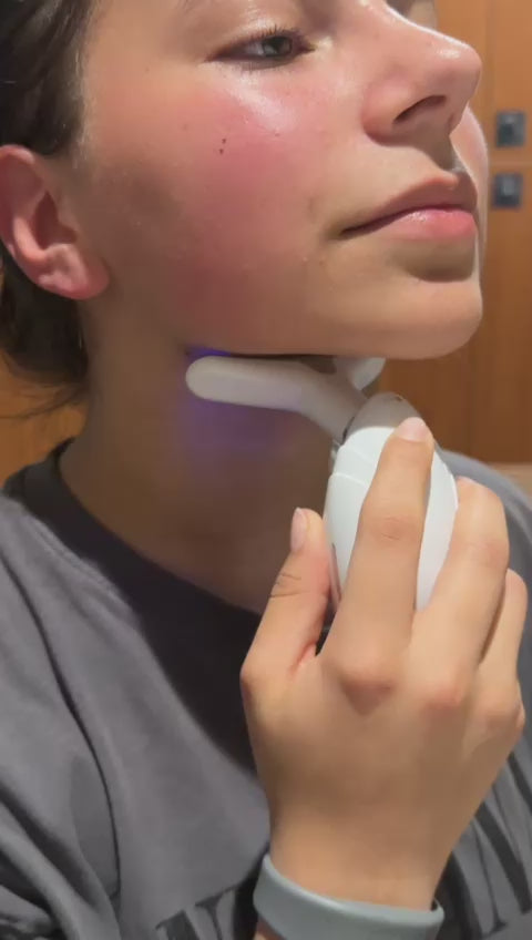 Neck & Face Lifting LED Therapy Device | Anti-Aging Double Chin Reducer with Vibration & 3 Color Light Modes