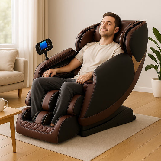 8D Zero Gravity Full Body Massage Chair – Luxury Electric Shiatsu Recliner (Brown).