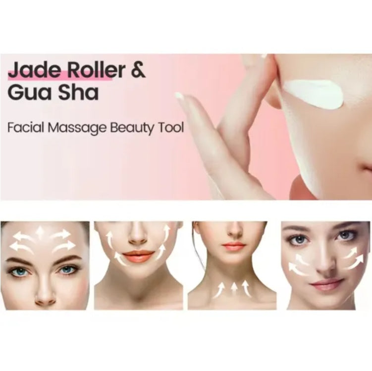 2-in-1 Jade Roller & Gua Sha Board | Facial Massage Tool for Skincare, Anti-Wrinkle & Puffiness Relief