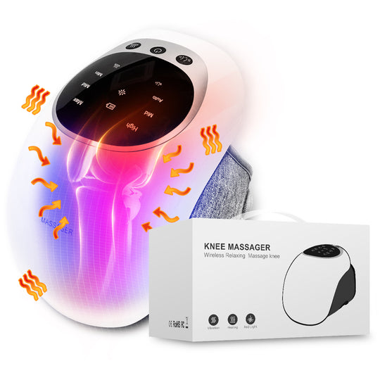 Wireless Smart Knee Massager | LED Heat & Vibration Therapy for Pain Relief & Recovery.