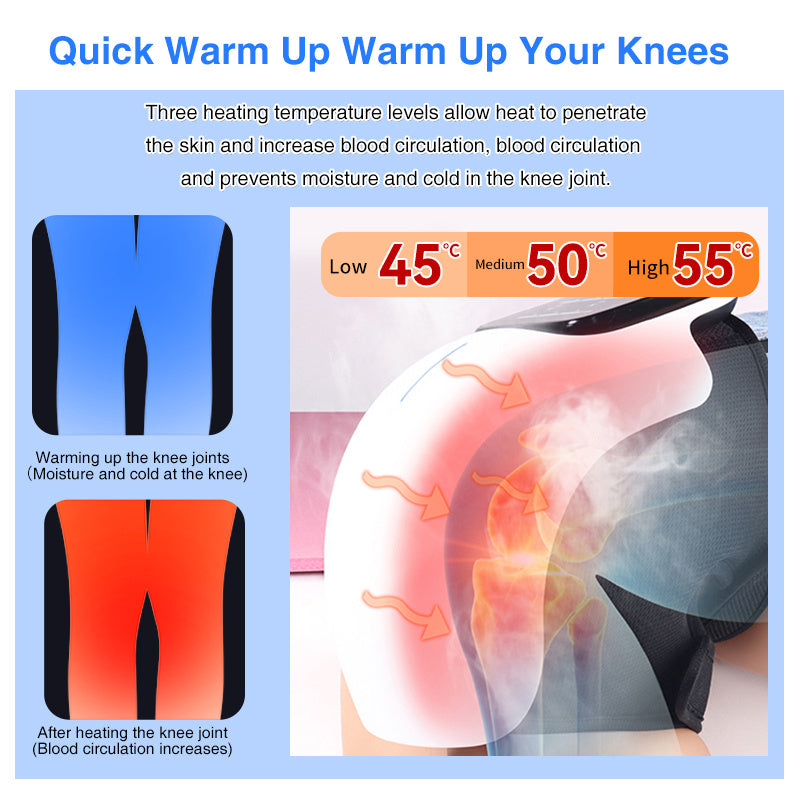 Smart Knee Massager with Heat, Vibration & 3D Air Compression – Portable Pain Relief for Arthritis & Sports Recovery