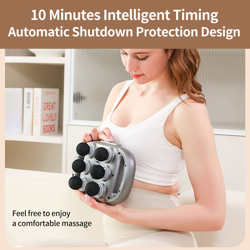 Handheld Deep Tissue Massage Gun | 6-Head Percussion Massager with Dual Heating Modes & Adjustable Intensity