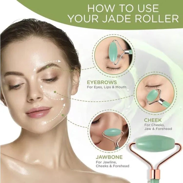 2-in-1 Jade Roller & Gua Sha Board | Facial Massage Tool for Skincare, Anti-Wrinkle & Puffiness Relief