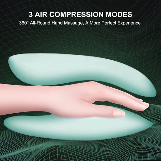 3-Speed Hand Massager | Heat Therapy, Air Compression & 30-Min Timer – Portable & Relaxing.