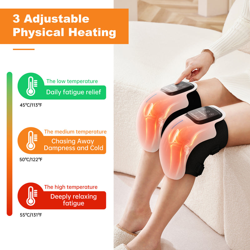 Smart Knee Massager with Heat, Vibration & 3D Air Compression – Portable Pain Relief for Arthritis & Sports Recovery