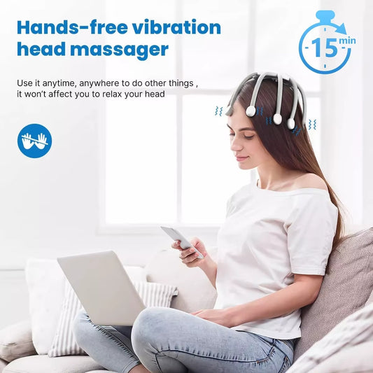 Portable Octopus Electric Head Massager – 10 Claws | 4 Vibration Modes | Scalp Stress & Fatigue Relief.