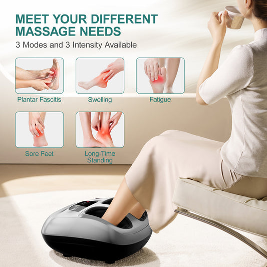 Multifunctional Foot Massager | Heated Shiatsu with Air Compression & Automatic Timer.